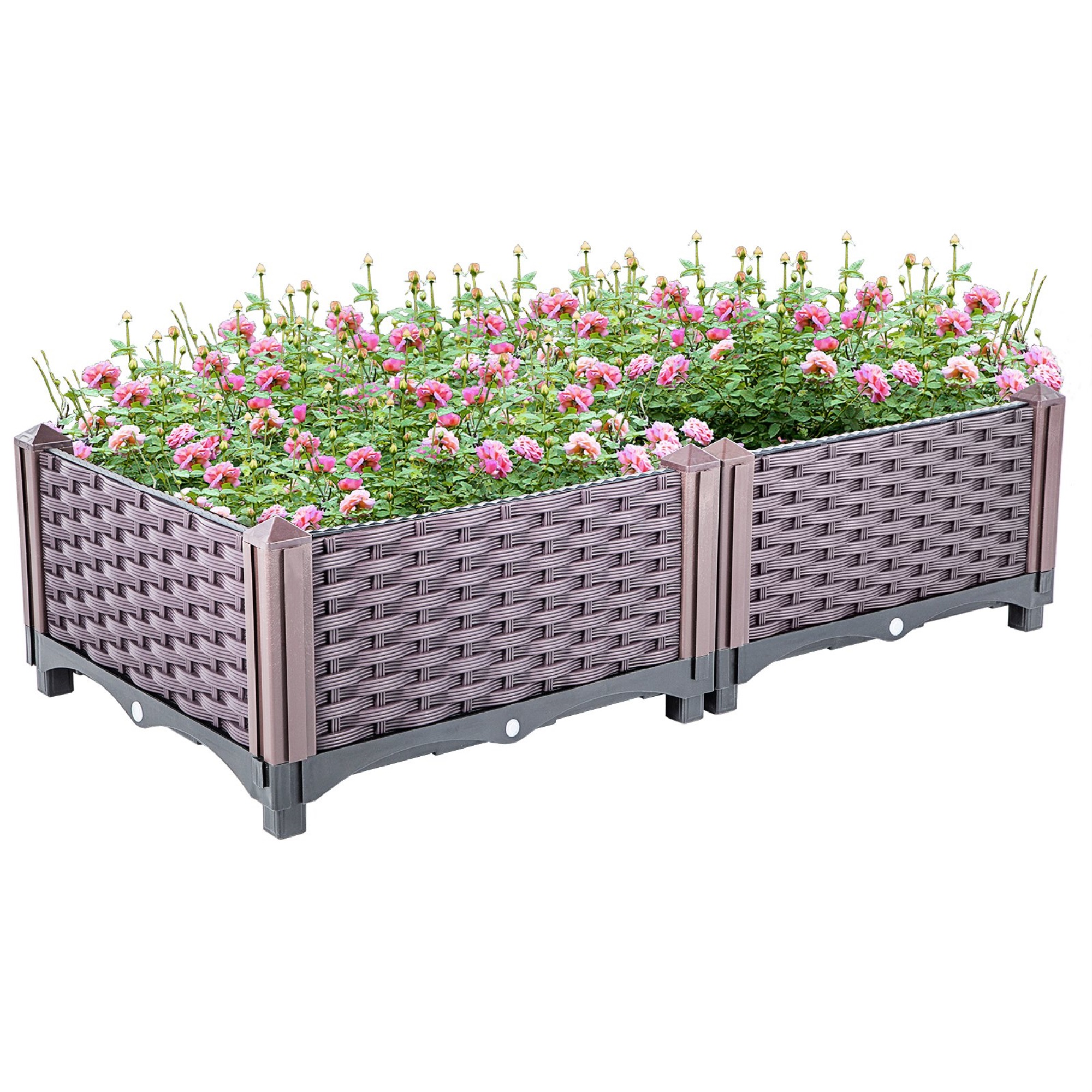 VEVOR Elevated Raised Garden Bed Plastic Garden Planter Box 2Pcs for