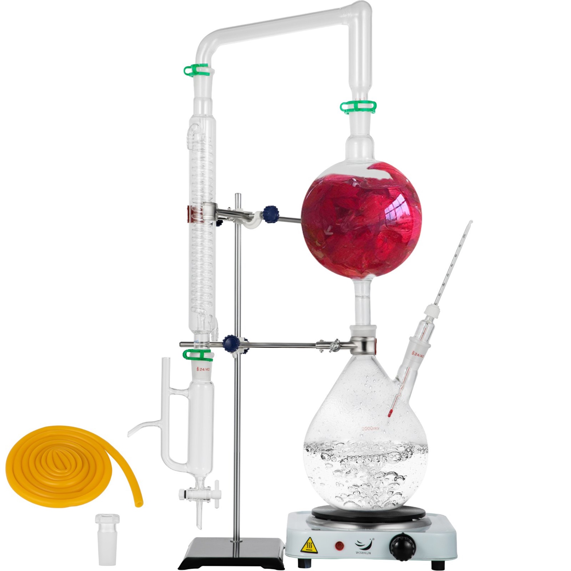 VEVOR 2l Essential Oil Steam Distillation Apparatus Kit Graham Condenser 110v