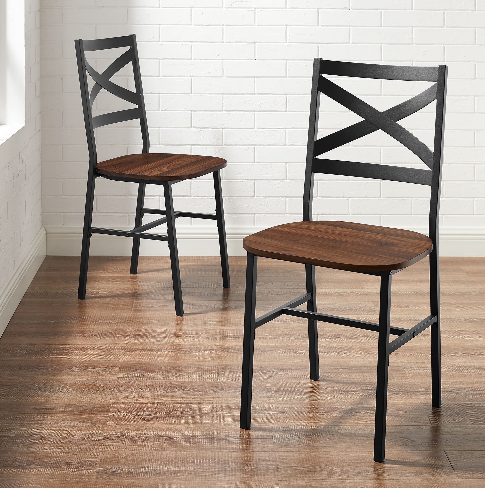Walker Edison Furniture Company Industrial Wood Dining Chair, Set of 2