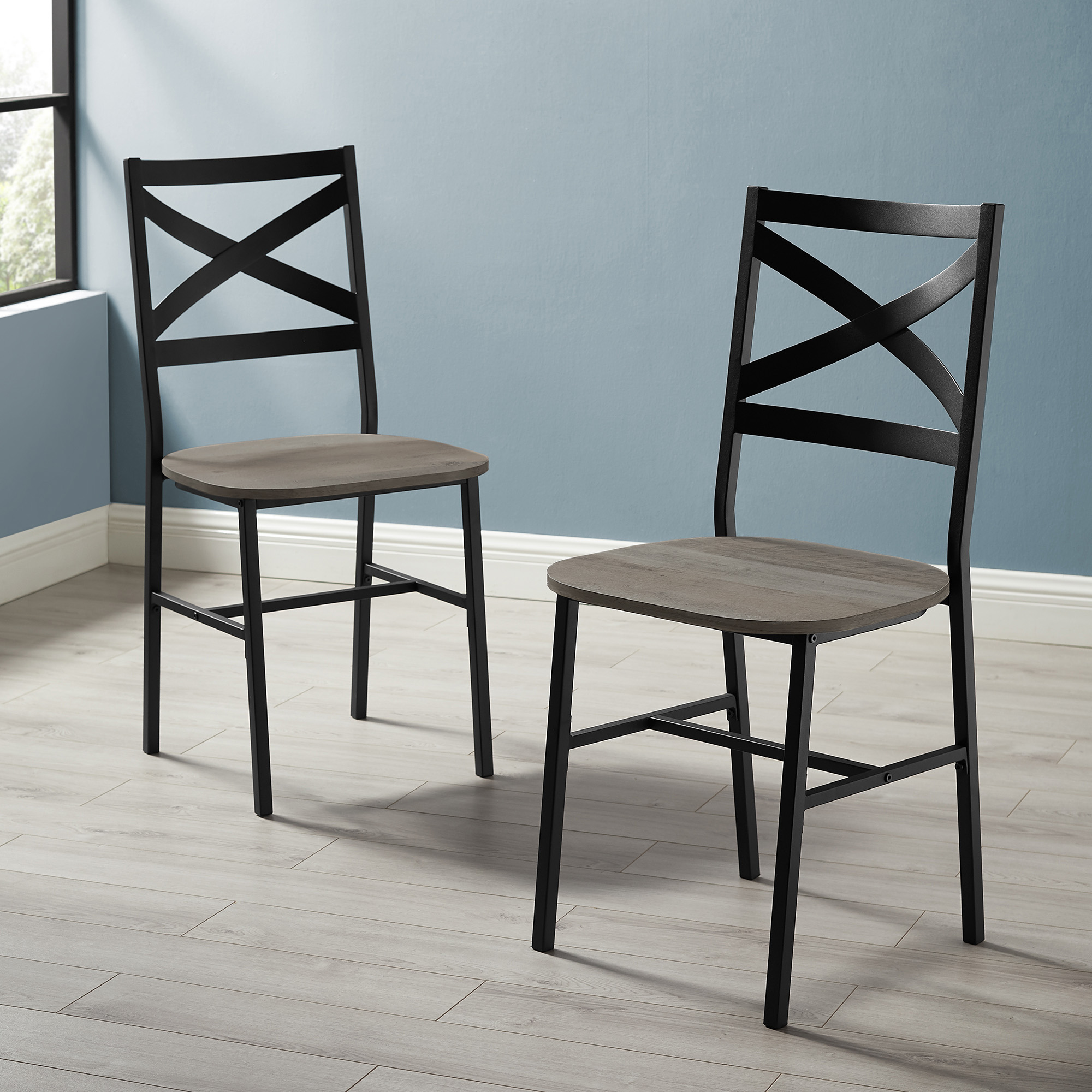 Walker Edison Furniture Company Industrial Wood Dining Chair, Set of 2