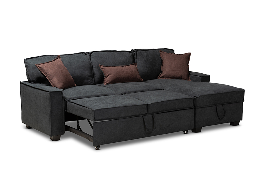 Baxton Studio Emile Modern And Contemporary Fabric Upholstered Right Facing Contemporary Fabric Upholstered, Baxton Studio Lianna Contemporary Sectional Sleeper Sofa