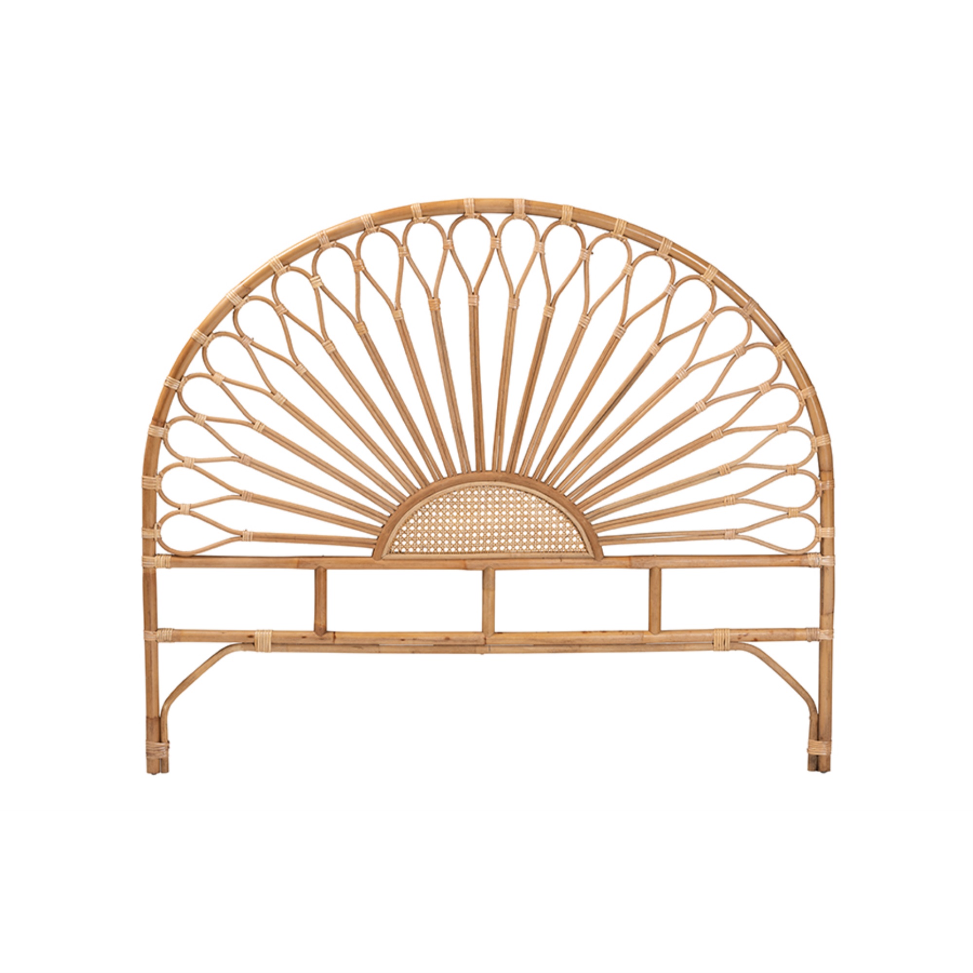 Baxton Studio Perenna Modern Bohemian Natural Rattan Queen Size Standalone Headboard