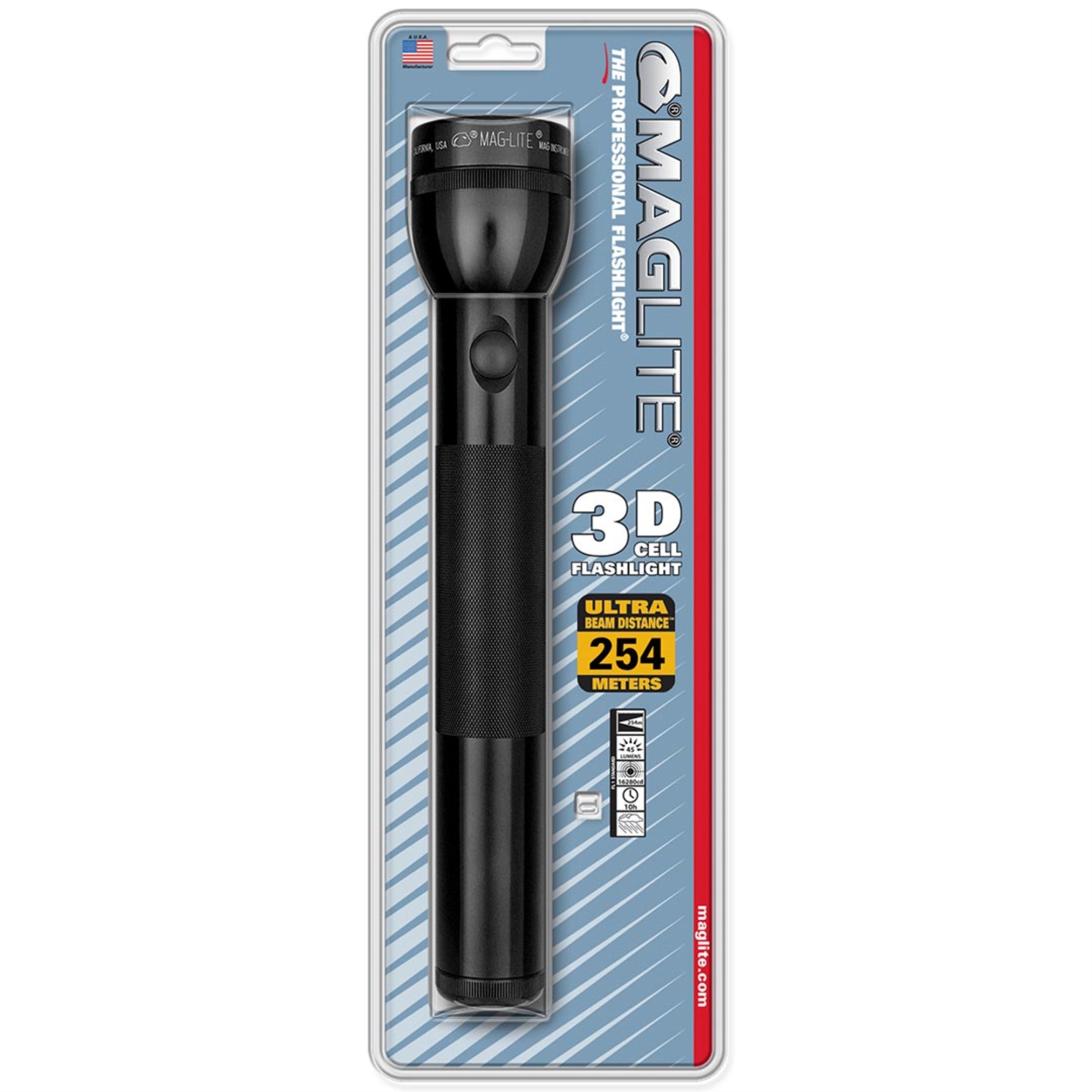 Mag Lite Maglite Incandescent 3Cell D Flashlight Black (Blister Pack)